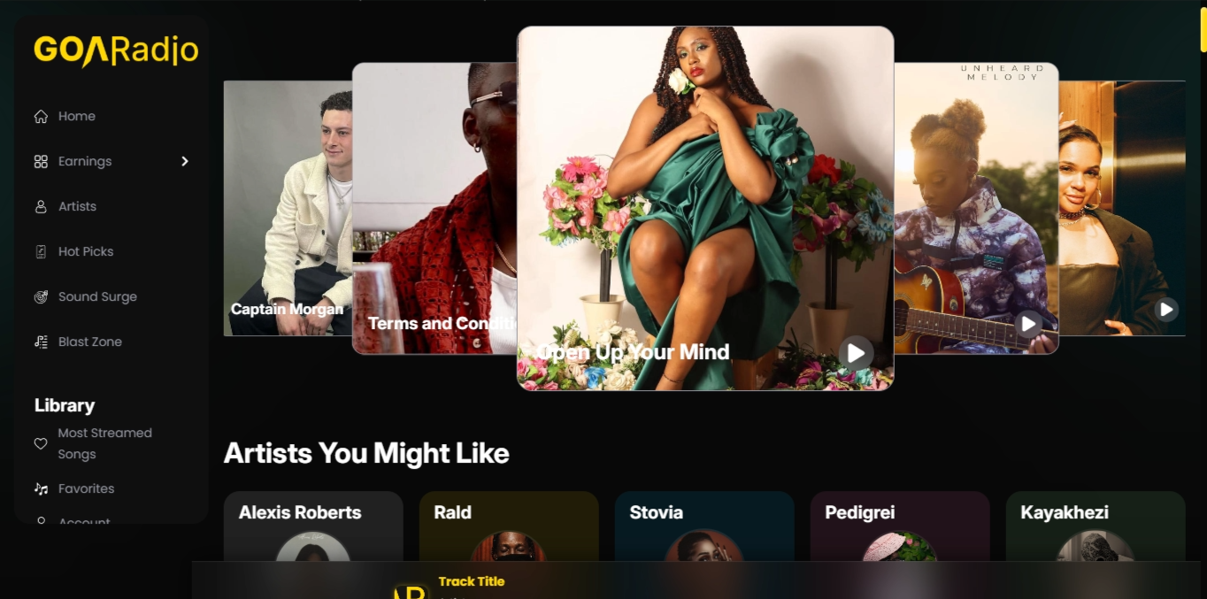 Goaradio Stream2Earn Web-App preview